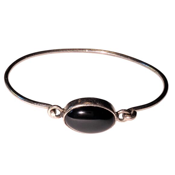 Sterling Silver Stamped OTC MX Onyx Modern Minimalist Bracelet 7.5 inches - Picture 8 of 9